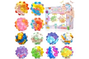 GYTERA 12 Pcs Pop Stress Ball Fidget Toys, 3D Push Bubbles Silicone Sensory Bubbles Balls for Kids, Sensory Pressure Ball Toy Anti Anxiety Relieve Stress Fit Kids Adults Hand Exercise (Random Color)