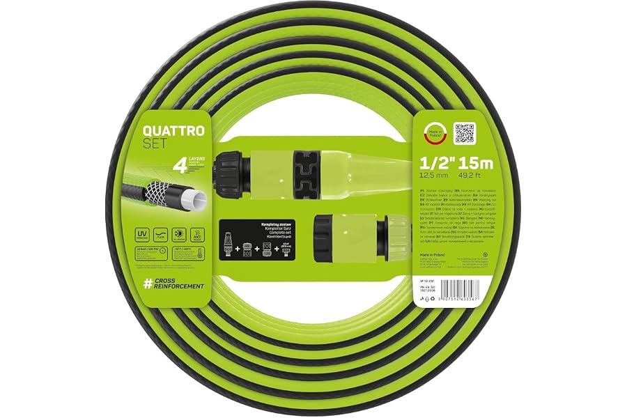 Cellfast Manguera de jardín QUATTRO Resistente,verde,1/2"