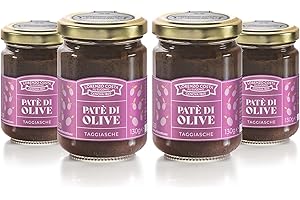 LORENZO COSTA FU EUGENIO Patè olive taggiasche | Patè di Olive nere | Patè di olive taggiasche della Riviera Ligure | Vasetto 130gr (4 Pezzi)