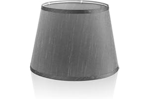LgowithU Stoff Lampenschirm, Mittlerer Trommel Lampenschirm für Tischlampe Wandlampe Nachttischlampe und Stehlampe, Naturleinen Hardcover Handgefertigt, 13" x 13" x 8" Spider (Grau-2)