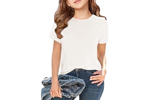 Haloumoning T-Shirt Mädchen Sommer Kurzarm Tops Kinder Tshirts Einfarbige Casual Sport Rundhalsausschnitt Tees Oberteile