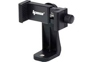 Ipow Universal Handy Stativ Adapter Smartphone Halterung Kompatible mit Stativ Tripod Selfie Stick Monopod mit Standard 1/4"-20 Schraubenkopf, für iPhone Samsung Huawei u.m (Schwarz)
