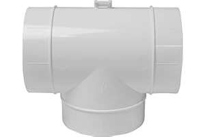 Vent Systems Conector de conducto de 100 mm, adaptador de manguera de 3 vías para conector de tubo en T redondo, extractor de aire, ventilación de la secadora, T. de 3 vías