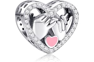 MGIUL 925 Charms in argento sterling per bracciali collane Stitch Love Padlock Bee Cat Dog Paw perline con zirconi 5A, Safety Chain Evil Eye Sea Shell Heart charms regalo per donne e ragazze