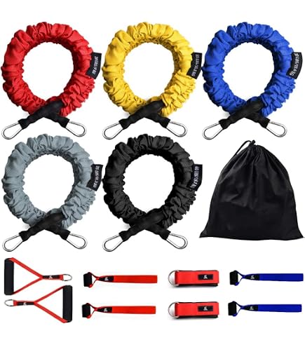 Poignées Pour Bandes De Fitness HOPNKN - Lot De 2, Avec Mousquetons, Pour Poulie, Station De Traction, Musculation - 7