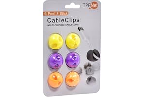 TPFNet 6 Stück CableDrop Kabeldurchführung Kabelclips Kabelhalter, Kabelmanagement Cable Clip - Selbstklebend - Kabel Organizer Set für Schreibtisch, Netzkabel, USB Ladekabel usw. - Bunt