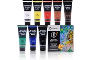 Artecho Pinturas Acrilicas 8×120ml, Acrylic Paint Set, Impermeable y resistente a la luz, para Lienzos, Tela, Madera, Cristal, Piedras.