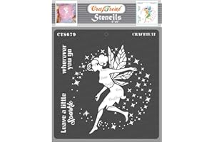 CrafTreat Fairy Stencils for Painting on Wood Reusable - Fairy with Wings - 6X6 Inches - Fairy Wing Stencil for Painting on Canvas - Home Decor Stencils of Fairy