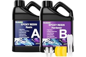 FANKOO Resine Epoxy Transparente, 1 gallon/3,78 L, 1:1 Ratio Revêtement Transparent Résine Epoxy, pour Résine Bricolage, Fabrication de Bijoux, Table de Rivière, Revêtement de Meubles