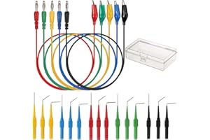 RUNCCI-YUN 20pcs Sonda de Prueba de multímetro Digital Sonda de Prueba de Aguja de Acero Inoxidable para Enchufe de Plátano Sondas de Multímetro Cables de Prueba 4mm (90 °, 135 °, Recto)