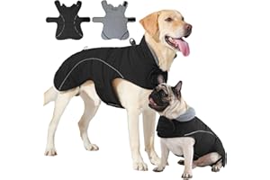 HEYWEAN Mantel Hund Wasserdicht Hundemantel Warm Winter Hundejacke Fleece Hunde Pullover Wintermantel mit D-Ring Reflektierend Hundemantel mit Klettverschluss Winterjacke Kleine Mittlere Grosse Hunde