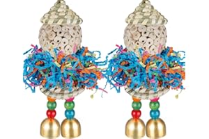 BBjinronjy 2PCS Bird Toys Parrot Foraging Shredder Hanging Toys Sola Balls with Bell for Small Parrots, Parakeets, Cockatiel, Conures, Love Birds, Budgie Cage Toy (Hat Girl Big) (Natural Hats)