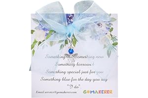 GOMAKERER Something Blue Gift for Bride to Be, Wedding Bouquet Charm with A Gift Card Blue Wedding Gift from Mom Dad Sister Friends