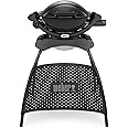Weber Q1000 Gas Grill Barbeque with Stand | BBQ Grill & Char Griller | Cast Aluminium Lid Cover & Body | Portable Premium Classic Free-Standing Gas BBQ - Black (50010374)