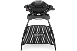 Weber Q1000 Gas Grill Barbeque with Stand | BBQ Grill & Char Griller | Cast Aluminium Lid Cover & Body | Portable Premium Classic Free-Standing Gas BBQ - Black (50010374)