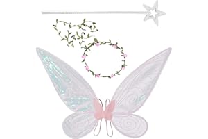 TECHEEL Feenflügel Kinder Erwachsene Fee Kostüm Damen Feenflügel Feen Flügel Schmetterlingsflügel Feenflügel Kinder Fairy Wings für Karneval Flügel Halloween Karneval Cosplay Kostüm- Rosa