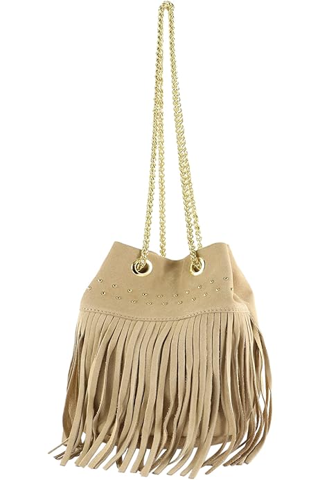 Saint Barth Borsa Borsa In Pelle Scamosciata Con Frange Stile