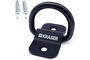 KRASER KR802 Ancrage Sécurité Sol et Mur, Anneau Basculant ø14, Tout Acier Compact Résistant avec Attaches Vis Bouchons Expansifs, Fixation Antivol Moto Garage Parking Vélo Remorque, Fix Bloque Ancre