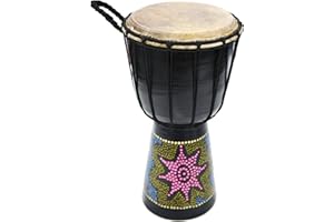 A-Star 6 Inch Painted Colourful West African Djembe Drum - Authentic Handmade, Rope Tuned, Natural Skin Head Educational Hand Drum - 30 cm Height