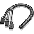 EZDIY-FAB GPU Power Sleeved Cable Extension, 16pin(12+4) 12VHPWR PCIe 5.0 Connector Male to 3X PCIE 8 PIN for RTX4070ti/ 4080/ 3090Ti, with Pre-Installed Cable Combs-16AWG/Black Grey