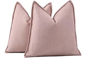 Madizz Textured Chenille Cushion Covers Set of 2 Super Soft Decorative Throw Pillow Covers Boho Pillowcases Modern Home Decor for Sofa Bedroom 16x16 inch, 40x40 cm, Pink