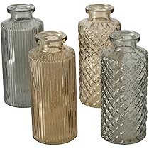 Vasi Decorativi In Vetro A Bottiglia - Set 3 Pezzi Verdi Per Interni Ed Esterni