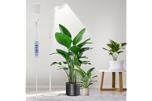 Aumtrly Grow Lights for Indoor Plants, 68 inches Floor Standing LED Grow Lamp Full Spectrum for Growing Large Tall Plants, White Indoor Plant Light with 6/12/16H Timer, 5 Dimmable, 3 Modes