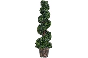 Outsunny Pianta Artificiale Bosso a Spirale (Ф32cm x 120cm), Verde Decorativo per Interni ed Esterni, con Vaso Incluso