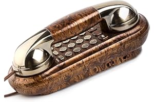 Sangyn Retro Telefon Wandtelefon mit Metallklingel Vintage Schnurtelefon, Analog, Lautstärkeregler, Nostalgie Telefon, altes Telefon mit EIN-Tasten-Wahl Ideal für Zuhause, Küche, Büro, Haustelefon