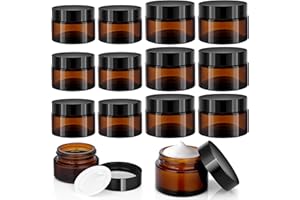 Zeawavsl 12 Stück Amber Leeres Glas, Braunglas Cremedosen 20-30ml, Salbentiegel zum Befüllen, Kosmetik Behälter, Cremedosen zum Abfüllen von Kosmetika, Lotionen, Cremes