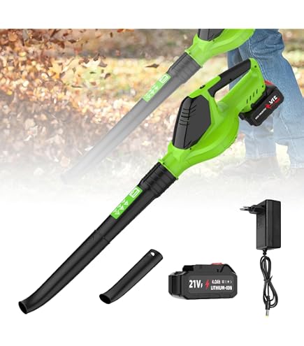 Soffiatore Foglie Senza Fili 21V - Velocità Max 210 Km/h, 6 Velocità Regolabili, Motore Brushless, Con Batteria E Caricabatterie