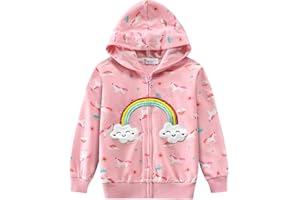 EULLA Sudadera con capucha para niños y niñas, con cremallera, sudadera con capucha, manga larga, algodón, unicornio, sudadera con cremallera, 92, 98, 104, 110, 116, 122