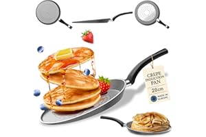 TEHORNEO Padella Crepes, Padella Crepes Induzione 28 cm, Crepiera, Crepes, Padella per Piadina, Creperia, Testo Romagnolo, Padella Piadina, Piastra per Piadine, Crepiera Padella Induzione 28 cm
