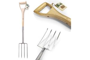 GREENMAN GARDEN TOOLS Greenman Digging Fork Stainless Steel Heavy Duty Ash Handled 102cm (42")