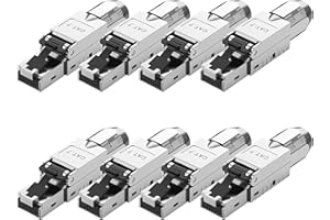 Quevati Netzwerkstecker Cat7 werkzeuglos mit 10 Gbit/s, RJ45 Lan Stecker Cat 7 Werkzeuglos POE für Cat7 Cat6A Verlegekabel, Cat 7 Stecker Werkzeuglos Vollgeschirmt STP, AWG 23-26, 8 Stück