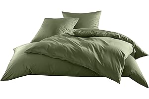 Mako-Satin Baumwollsatin Bettwäsche Uni einfarbig zum Kombinieren (Kissenbezug 40 cm x 80 cm, Dunkelgrün) viele Farben & Größen