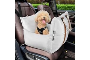 Pawaboo Seggiolino Auto per Cani e Gatti, Ispessito Impermeabile per Piccola Taglia (fino a 11KG), Lettino da Viaggio Lavabile con Guinzaglio di Sicurezza, Grigio Chiaro