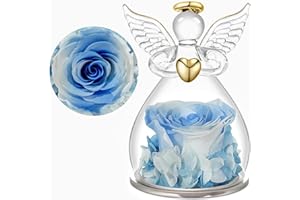 Yamonic Rose Eternelle Cadeau Maman,Ange Figurine en Verre avec Fleur Eternelle Cadeau Femme,Cadeau Anniversaire Femme,Ange Décoration Noel,Cadeau Mamie,Ange Gardien,Cadeau Noël/Fête des Mères