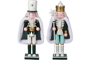 Auluda Nussknacker-Figuren, Weihnachtsdekoration, Figurensammlung, Ferienhaus, Holz, Anlass, Ornament, dekoratives Geschenk-Set (Schwarz und Weiß 2)