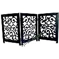 Sylvan Artistry Tri Panel Matte Black Wooden Folding Safety Gate for Staircase &Kids | Baby Safety Gate | Wooden Pet Gate