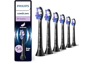 Philips Sonicare S2 Sensitive, pack de 6 cabezales para cepillo eléctrico, negro, HX6056/88