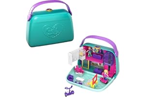 Polly Pocket GCJ86 Coffret Univers Le Sac à Boutiques avec 2Mini-Figurines et Accessoires, Autocollants et 5 Surprises Cachees, Jouet Enfant, Multicolore Exclusivité sur Amazon