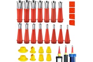 LEEWENYAN 27 pièces Kit d'outils de buse en caoutchouc intégré universel, revêtement de buse de calfeutrage en acier inoxydable, applicateur de buse de calfeutrage réutilisable avec base
