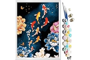 KEEMOSO Peinture par Numero,Acryliques Peinture par Numéros pour Adultes Débutants Enfants,DIY Paint by Numbers Kit sans Cadre 40X50CM-Koi