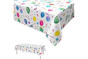 GRESATEK Party Table Cloth,Happy Birthday Table Covers Plastic Disposable Tablecloth Birthday Party Table Decoration Supplies for Kids Boys 137 x 274cm