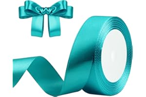 DEKOBANDER Ruban de Satin Bleu Turquoise 25mm x 23m Bleu Turquoise Ruban Cadeau Ruban de Satin pour L'emballage de Cadeaux, Bricolage, Couture, Décorations de Mariage, Décorations de Noël