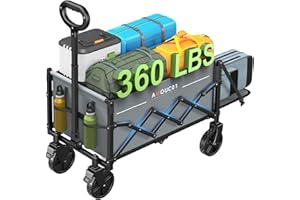 AMADA HOMEFURNISHING Składany wózek transportowy o maksymalnym obciążeniu 163 kg i pojemności, składany wózek ręczny 90 l, z 2 uchwytami na napoje, do kontaktu z żywnością, do ogrodu i na kemping