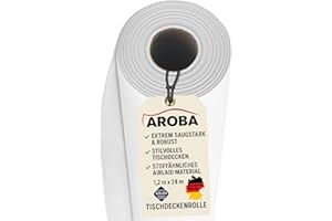 ‎AROBA AROBA 1x Airlaid Tischdeckenrolle (Weiß, 1,2 m x 24 m) - Stoffähnliche Tischdecke - Hochwertige Tischtuchrolle für Hotel, Catering, Geburtstag, Restaurants, Kommunion, Taufe