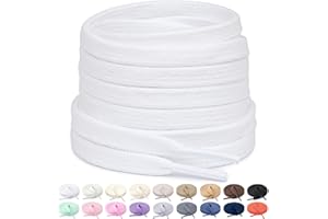 Stepace 2 Paires Lacets Plats Premium 100% Coton - Épaisseur 8 mm - Lacets Chaussures de Remplacement pour Baskets Sneakers