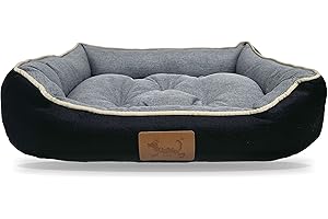 MEISHIDA Cama para Perros Super Suave Cómoda, Cama Perros Transpirable con Cojín Rellena de Fibra Hueca (Gris, Medium - 66 x 50 x 18.5 cm)